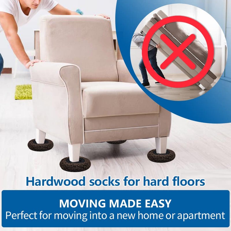 Kayzn 5"" Furniture Sliders, 2-in-1 Furniture Movers Sliders with Hardwood Socks, 4+4 Pack - 4 Furniture Sliders for Carpet and 4 Hardwood Socks, Move Your Furniture Easily! - Image 5